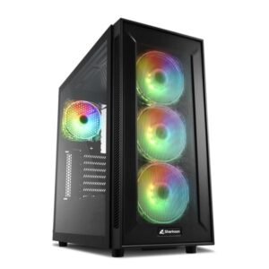 CASE SHARKOON TG6M RGB MEDIA TORRE PANEL LATERAL DE VIDRIO TEMPLADO 4 VENTILADORES RGB NEGRO 4044951032136
