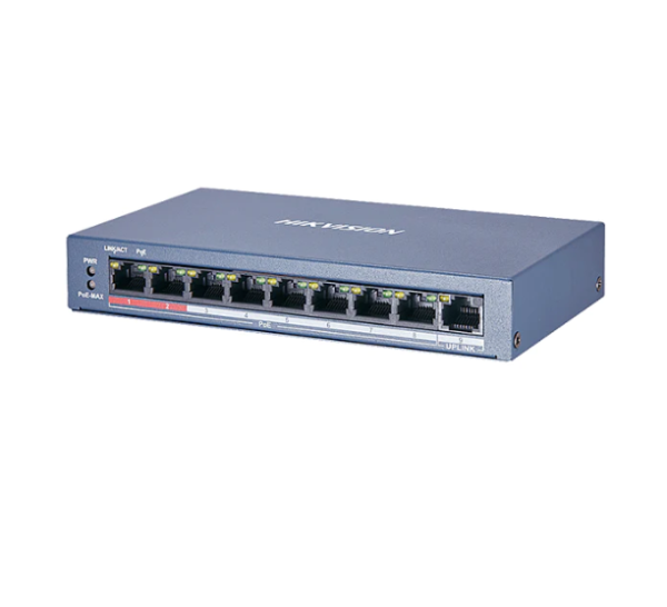 SWITCH HIKVISION PoE+ / 250 METROSs PoE LARGA DISTANCIA/ 8 PUERTOS 10/100 Mbps 802.3af/at (30W) +1 PUERTO 100 Mbps UPLINK DS-3E0109P-E/M(B) 301801293