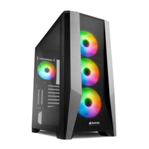 CASE SHARKOON TG7M RGB MEDIA TORRE ATX PANEL LATERAL DE VIDRIO TEMPLADO 4 VENTILADORES RGB PWM NEGRO 4044951035069