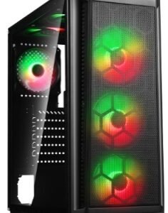 CASE GAMING  T01 USB & AUDIO USB 3.0+USB 1.0+HD AUDIO + SIDE TEMEPERED  GLASS + 3PCS RGB FAN (FRONT+HUB+ REMOTE CONTROL