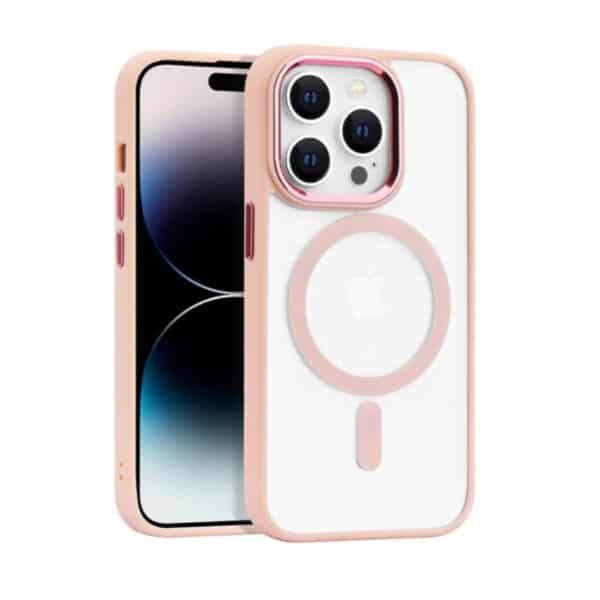 Estuche Magsafe Transparente C/Rosa iPhone 15 Series