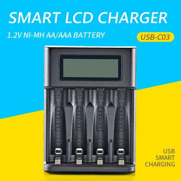 Cargador de batería Universal con pantalla LCD, 4 ranuras, ranura independiente, para batería recargable NI-MH /NI-CD, AA, AAA, 1,2 V - Image 3