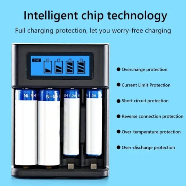 Cargador de batería Universal con pantalla LCD, 4 ranuras, ranura independiente, para batería recargable NI-MH /NI-CD, AA, AAA, 1,2 V - Image 2