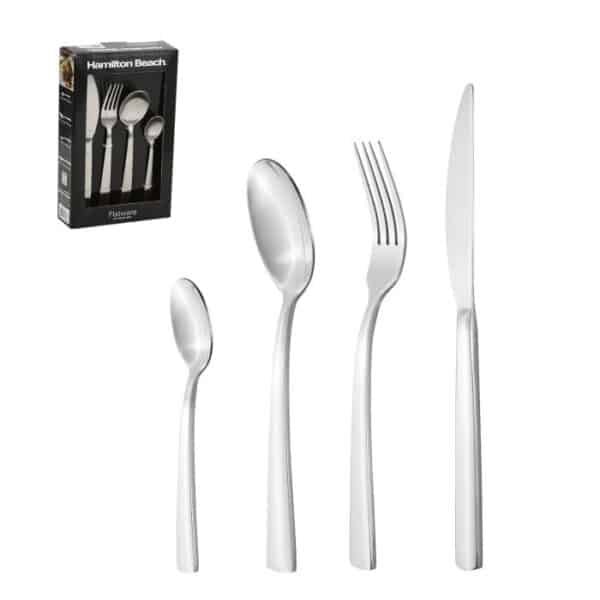 Hamilton Beach Set De Cubiertos 24 Pzas Acero Inoxidable Polish Silver Hpa101