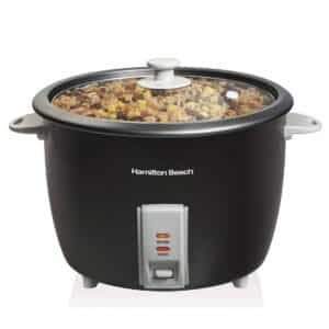 Olla Arrocera 15 Tz Negra Antiad c/Vaporera Hamilton Beach 37550