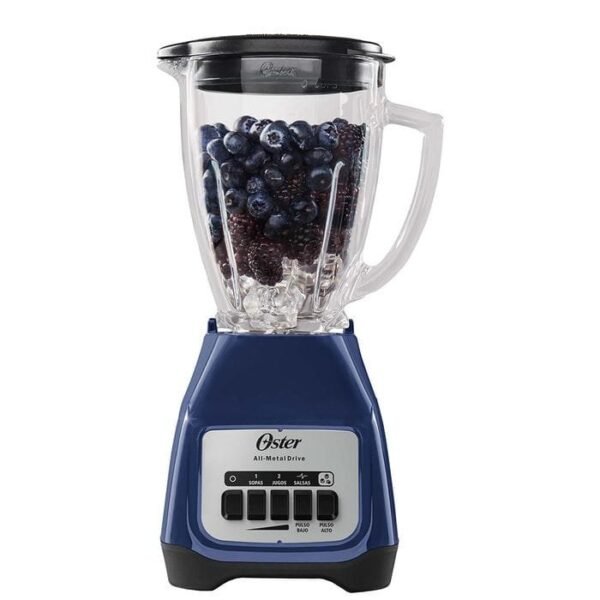 Licuadora Oster 2 Velocidades, Vaso Vidrio Boroclass - Motor 550W - Cuchilla Trituradora Hielo - Acabado Azul