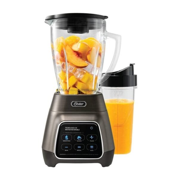 Licuadora Oster 1000W Con Tecnología Reversible Y Pantalla Táctil, Cuchilla Ampliada De Seis Aspas, Programas Automáticos Para Smoothies Y Salsas, Incluye Vaso Blend-N-Go De 750Ml.
