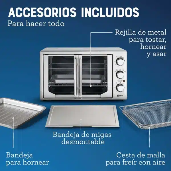 Horno Oster® extra grande puertas estilo francés con freidora de aire y recubrimiento interno antiadherente TSSTTVFDMAFNS - Image 3