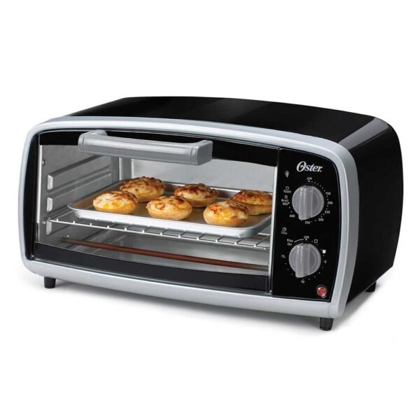 Tostador Oster - 10L - 4 Rebanadas - Funciones Hornear, Asar, Tostar - Cronómetro 15 Min - Temperatura 150°F A 450°F - Rejilla Ajustable