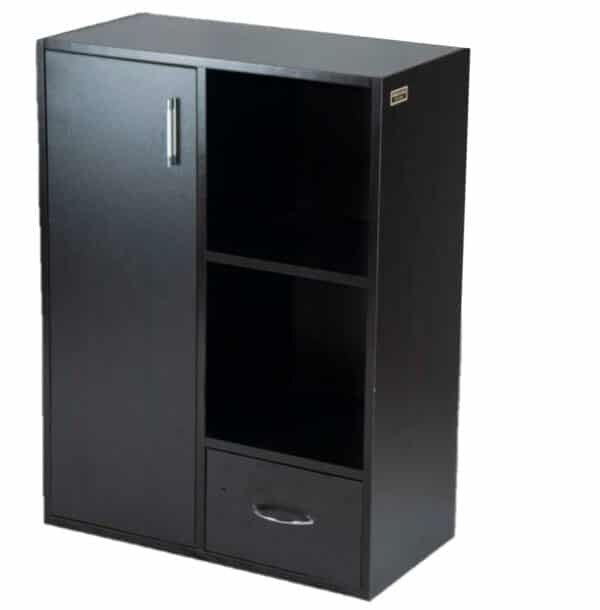 Kenneth Cole librero 1 puerta 1 gaveta 2 cubos color negro-W60 x H80 x D30 cm-KCWD20220513-B
