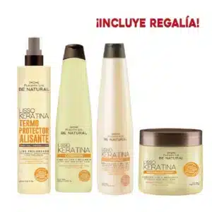 Kit Cuidado Para El Cabello Lisso Keratina Be Natural 4 Pack+ regalía